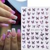 Pegatinas de Arte de Uñas Transfronterizas de Belleza Completa Ins Deseo Puro Morado Rosa Láser Luminoso Mariposa Pegatinas de Arte de Uñas