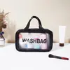 Bolsa de lavagem PU portátil multifuncional PVC translúcido fosco à prova d'água cosméticos viagem lavagem armazenamento bolsa