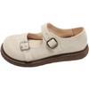 Zapatos Mary Jane de Moda Ligeros Retro Franceses de Suela Gruesa y Escotados para Mujer Verano 2025 Nuevos Versátiles Zapatos Birkenstock Blancos