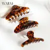 Nova Coleção de Presilhas e Tiaras Acetato Wjia Cor Tartaruga Marrom Escuro, Presilha Dourada para Mulheres, Acessório para Coque