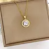 Pingente Redondo Full Diamond Estilo Coreano Colar Simples de Zircônia Joias de Clavícula Versátil Elegante de Alta Qualidade Joias Colar