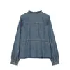 Z Estilo Europeu e Americano Transfronteiriço 2026 Nova Moda Feminina Atacado Camisa Jeans com Cinto Franzido 1263620