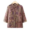 Camisa de verano de manga tres cuartos para mujer mayor, cárdigan elegante para señoras mayores, ropa delgada para madres, atuendo de abuela