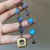 Pulseira Robusta Série Azul Estilo Europeu e Americano Retrô, Única, Alto Valor Estético, Fashion, Requintada, Versátil, Luxo Leve, Pulseira Única