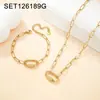 Conjunto de Colar e Pulseira em Aço Titânio Estilo Europeu e Americano de Luxo Leve, Banhado a Ouro, Não Desbota, de Alta Qualidade, Versátil, Corrente de Clavícula da Moda