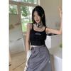 Estilo Americano Chica Caliente Tirante Albaricoque Leche Chaleco Mujer Verano Pequeño Moderno Versátil Letra Ajustado Top Interior Ropa Exterior