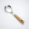 Espátula de Acero Inoxidable de Dos Puntas Cuchara Espátula para Wok de Cocina Doméstica Cucharón para Sopa Espátula para Freír Cuchara Ranurada Cuchara Corta para Arroz Saltear Freír Juego de Cinco Piezas