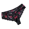 Venta Directa Europea y Americana Amazon Estampado de Labios Levanta Glúteos Delgados Bordados para Mujer Comercio Exterior Encaje Tanga Fabricante Tallas