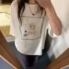 Camiseta Divertida con Estampado de Cachorro Manga Corta para Mujer Verano 2026 Nuevo Estilo Coreano Camiseta Adelgazante Versátil Top Casual