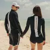 Roupa de Mergulho Coreana Feminina Manga Longa Roupa de Banho Medusa Dividida Proteção Solar Slim-fit Roupa de Snorkel Roupa de Banho