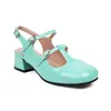 Zapatos de Talla Grande Sandalias de Verano Zapatos T Zapatos Mary Jane de Punta Cerrada Zapatos Huecos Nuevo Trasero 4043 Hebilla Europea y Americana Mujer