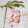 Pendientes de resina acrílica con forma de corazón y lazo de amor para niños, estilo coreano, con clip para la oreja, para estudiantes