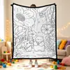 Manta Criativa para Colorir DIY Grafite Desenho em Linha Preto e Branco Manta Pintada à Mão Lazer Doméstico Manta Multifuncional para Soneca Venda por Atacado