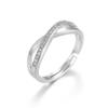 Anel de Cobre Branco Puro Moda Feminina Zircônia Strass Cruz em Formato de X Abertura Ajustável Anel para Dedo Indicador Acessórios