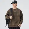 Sudadera para Hombre de Manga Larga con Cuello Redondo, Estilo Retro Americano, Nueva Colección Otoño 2025, Holgada, Moda Casual, Camiseta Básica para Hombre