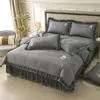 2025 Novo Estilo Saia de Cama de Gaze Preta Estilo Coreano Estilo Princesa Conjunto de Quatro Peças
