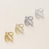 Pingente de laço oco de zircônia micro-cravada com retenção de cor ouro 18K, pingente de conexão para pulseira, colar, brinco, faça você mesmo, atacado