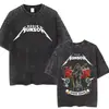 Camiseta Lavada Retro Eddie Munson Camiseta de Monstruo Demogorgon Caníbal Camiseta Oversize para Hombre