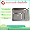 Placa Quadrada Espessada de Aço Inoxidável 201/304 Placa de Instrumentos Cirúrgicos Fundo Plano Bandeja para Curativos Placa de Esterilização Anti-Iodóforo