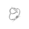Anillo Abierto Circular Hueco Transfronterizo Europeo y Americano Acero Inoxidable Chapado en Oro de 14K Anillo de Tira Horizontal Acero de Titanio Moda Anillo para Mujer