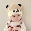 Gorro de Lana para Bebé Otoño e Invierno Protección para las Orejas Lindo Tejido para Bebé Otoño e Invierno Niña Panda Gorro Cálido de Lana Cubreorejas