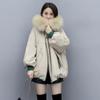 Chaqueta acolchada de algodón holgada de invierno con capucha y cuello de piel cálido Parker, abrigo informal de tendencia