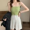Novo Estilo de Verão 2024 Camisole Plissada com Babado Expondo o Umbigo Roupa Externa Feminina Envolvendo o Busto Lindo Top Curto para Parte de Baixo com Costas Abertas