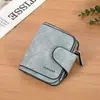 Cartera Retro de Cuero Nobuck Transfronteriza para Mujer Corta con Múltiples Ranuras para Tarjetas Billetera con Cierre para Monedas Bolso de Mano Pequeño para Estudiante