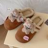 Bufanda Exterior Linda de Felpa de Cobertura Total Oso Zapatillas de Algodón para Mujer de Invierno para el Hogar Uso Diario Casual Zapatos Estilo Birkenstock