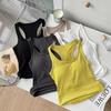 1031# rayón moda irregular corto exterior camisola de verano para mujer con almohadilla en el pecho top interior delgado