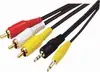 Cable AV de cobre puro de 3.5 de cuatro polos a 3 RCA macho para decodificador de TV, cabeza de loto macho, cable de salida macho para TV