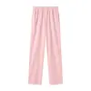 Pantalones Largos de Algodón Puro Cómodos de Verano para Mujer Estilo Delgado de Primavera y Otoño Pieza Única Sueltos Color Sólido Pantalones de Casa Pantalones Casuales para Casa