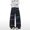 Pantalones de Chándal con Cordón y Estampado de Letras de Marca de Moda para Hombre Otoño Diseño Americano Pantalones Rectos High Street Versátiles Sueltos Casuales