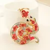 Design Moderno Chaveiro do Zodíaco Cobra Esmaltado com Diamantes Coloridos Pingente em Forma de Cobra de Moeda de Cobre de Alto Brilho com Significado Auspicioso para Decoração de Bolsa