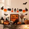Guirnalda de Halloween, araña, calavera, bruja, escoba, banderín colgante de dulces, guirnalda para fiesta de Halloween, decoración del festival de calabazas