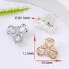 Trébol de Cuatro Hojas con Microincrustaciones de Circonia Blanca de 18K, Moño, Separador de Tres Filas, Cuentas de Tres Agujeros, Accesorios para Joyería con Cordón DIY