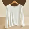 Top de Modal Otoño/Invierno Sin Costuras Adelgazante Resistente al Frío de Manga Larga para Mujer Casual Versátil Cuello Redondo Camiseta Térmica Base para Mujer