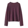 Suéter de cachemira de manga larga de color liso, cuello redondo sin costuras, hilo floral clase A para otoño e invierno, 100% cachemira