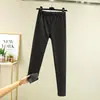 Novas calças térmicas femininas de outono e inverno feitas de veludo alemão, calças térmicas femininas elásticas de cintura alta, leggings de veludo dupla face para mulheres