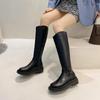 Botas Altas para Mujer, No Más Altas que la Rodilla, Nuevas Botas de Chimenea de Celebridad de Internet 2025, Botas de Caballero con Cremallera de Suela Gruesa y Suela Plana, Botas de Montar