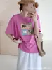 Camiseta Feminina Loose de Algodão Bambu com Gola Redonda e Manga Curta de Guangzhou, Versátil e Emagrecedora, Direto da Fábrica