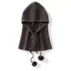 Gorro de Punto de Cachemira de Color Sólido Estilo Coreano Otoño/Invierno Suéter Unisex Sombrero de Lana con Cordón Cálido Protección contra el Frío