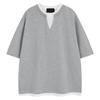 Ropa Camiseta Minimalista Casual de Verano de Manga Corta de Dos Piezas Falsas para Hombre cleanfit Americano Suelto Media Manga