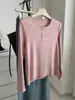 Camiseta de Manga Larga con Botones a Presión, Cuello Redondo Bajo, Felpa Cepillada Otoño/Invierno para Mujer, Nuevo Estilo 2026, Gruesa, Cálida, Versátil, Adelgazante, Camiseta Base