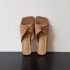Primer Encuentro Jifa Sandalias de Chancla de Verano para Mujer con Punta Cuadrada Abierta, Sandalias de Exterior, Tacón de Cuña Elegante Versátil, Zapatos para Mujer