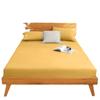 Capa de Cama Cor Sólida Conjunto de Três Peças Algodão Lavado Capa Protetora de Colchão Cobertura Total à Prova de Poeira Lençol de Cama para Dormitório Estudantil Capa de Cama Amiga da Pele
