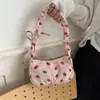 Bolsa Pequena de Morango Fofa para Mulheres 2026 Nova Tendência Estilo Coreano Versátil Bolsa de Ombro de Axila Moda Celebridade da Internet Bolsa de Ombro de Veludo