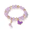 Pulsera de Cristal Imitación Jade Esmaltado Mariposa para Niños Pulsera de Cuentas Verano Niñas Puesto de Guardería