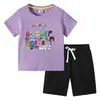 Camiseta infantil de verano 2023, nueva ropa de comercio exterior para niños, estilo coreano, pantalones de algodón de manga corta para niños, traje de dos piezas