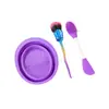 Tazón Plegable de Silicona para Fregar Limpiador de Brochas de Maquillaje Palo para Mascarilla Facial Herramienta de Belleza